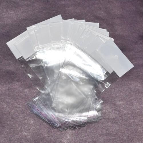 Wholesale 500Pcs/Lot 5*19cm Clear Self Adhesive Seal Plastic Bag OPP Poly Bag Retail Storage Packaging Bag With Hang Hole