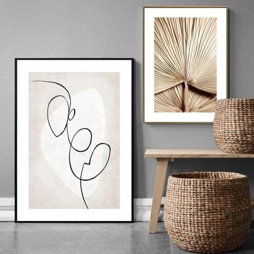 Modern Fashion Woman Poster Print Back White Style Banana Leaf Plant Kiss Abstract Line Wall Art Vogue Pictures for Home Decor