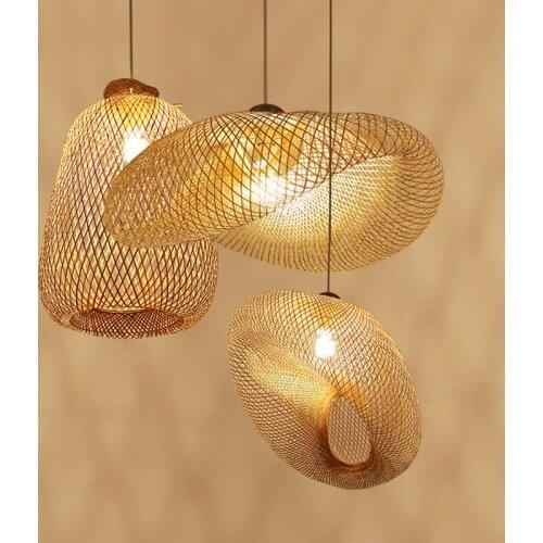 Wicker Lampshade Pendant Lamp Kitchen Dining room Bedroom Knitting Hanging suspension lamp indoor house lustre wicker chandelier