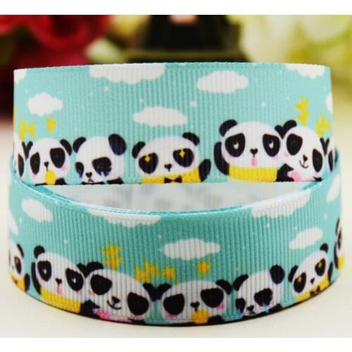 22mm 25mm 38mm 75mm panda cartoon printed Grosgrain Ribbon party decoration 10 Yards X-03697