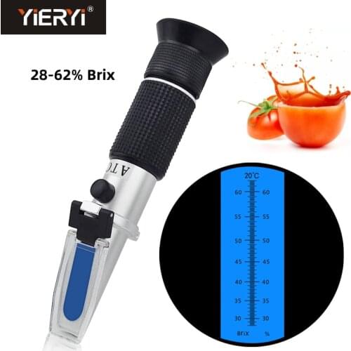 HandHeld Brix 28-62% Sugar Refractometer ATC 10℃-30℃ Tester Meter Home Brewing Equipment Tool for Fruit Sauce Juice Jam Drinks