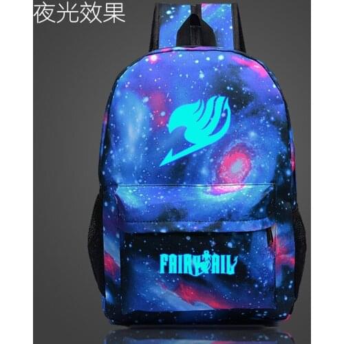 Fairy Tail Star Night Blue Oxford Backpacks Shine Rucksacks Light Backpack Casual Luminous Travel Knapsack Unisex New