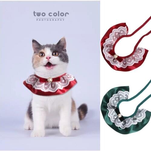 Fashion Bowknot Pet Collar Lace Bibs Cute Lace Pet Collar Bib Lovely Dog Cat Necklace Decor Collars For Small Dog