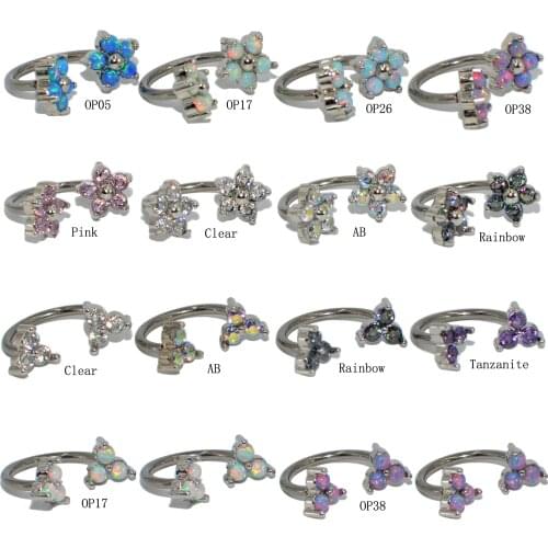 1pc Cubic Zircon Flower Internally Threaded surgical Steel Circular Bead Ring Horseshoe Ear Tragus Cartilage Helix Earring Stud