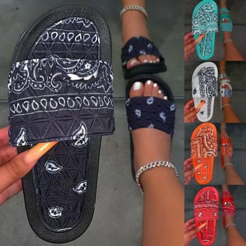 Akexiya Slippers Women Flowers Bandana Slides for Woman Home Sandals Womens Shoes Summer Footwear New 2021 Casual Printing
