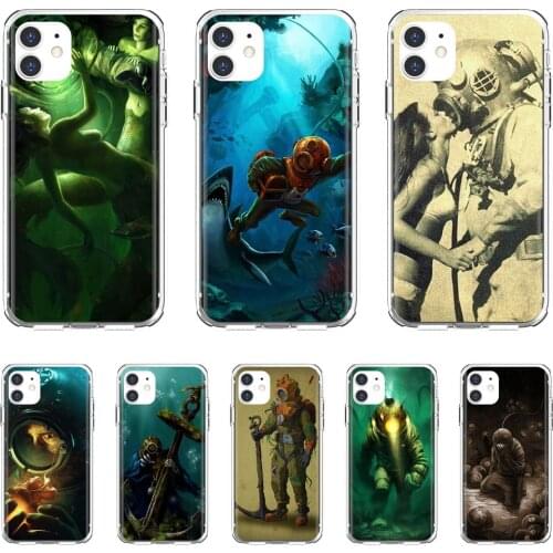 For Huawei P30 P40 P20 P7 P8 P9 P10 Lite Plus Pro 2015 2016 2017 Mini Silicone Case Deep-Sea-Diver-Banksy