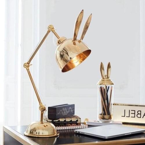 Nordic Postmodern Table Lamp Rabbit Ears Iron Table Lamps For Living Room Bedroom Study Desk Decor Light Bedside Reading Lamp