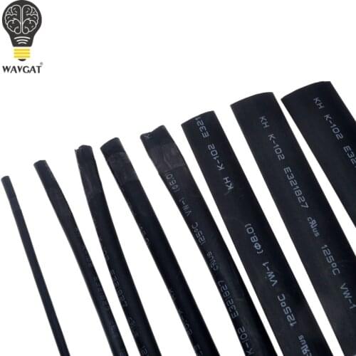 WAVGAT 8 Size 2mm~12mm Heatshrink Heat Shrink Tube Black Insulation Sleeves Wire Wrap Cable Kit