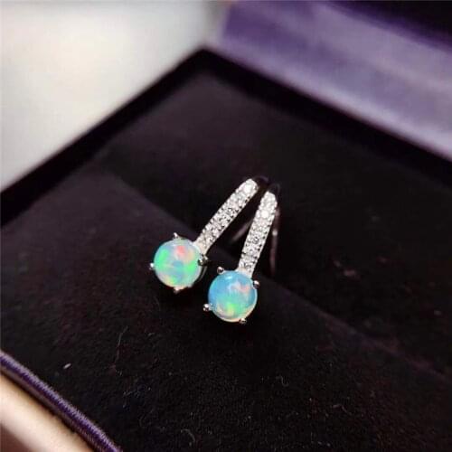 Jewelry 100% Natural Opal Earrings 5*5mm 100% Real Australia Opal Earrings Fashion 925 Silver Opal Jewelry