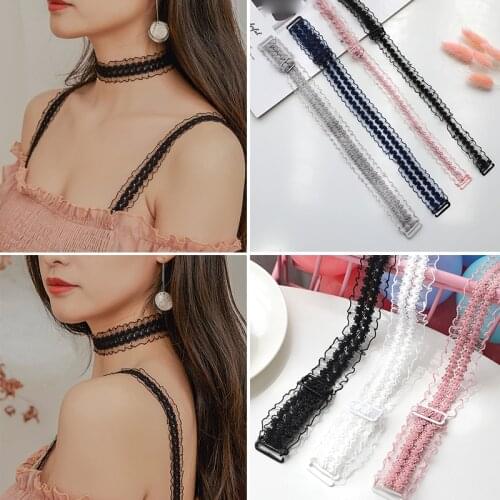 Womens Elastic Bra Strap Sexy Lace Bra Strap Adjustable Blts Shoulder Straps for Bridal Wedding Party Invisible Shoulder Strap