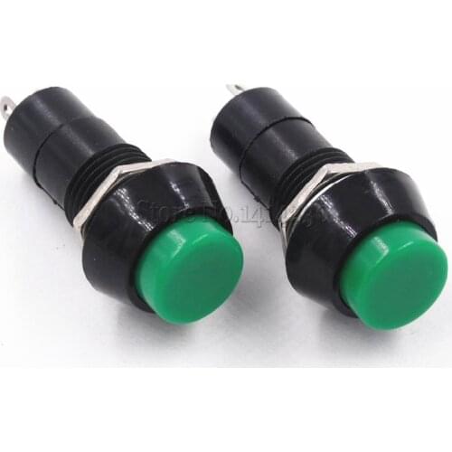 10PCS Round Push Button Switch PBS-11A ON-OFF Self-locking 250VAC 1A Green