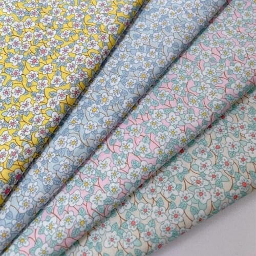 145x50cm Fresh Floral Pure Cotton Poplin Fabric, DIY Handmade Childrens Summer Clothing Clothes for Women Cloth