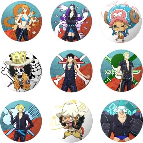 15 Types Anime ONE PIECE Medal Pins Cartoon Luffy Zoro Nami Badge Brooch Jewelry Fans Gifts