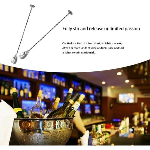 2Pcs Long Handle Wine Stirrer Bar Pub Home Kitchen Beverage Blender Twist Cup Stainless Steel Stirring Spoon