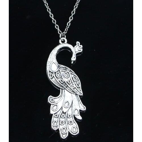 20pcs New Fashion Necklace 61x21mm peacock Pendants Short Long Women Men Colar Gift Jewelry Choker