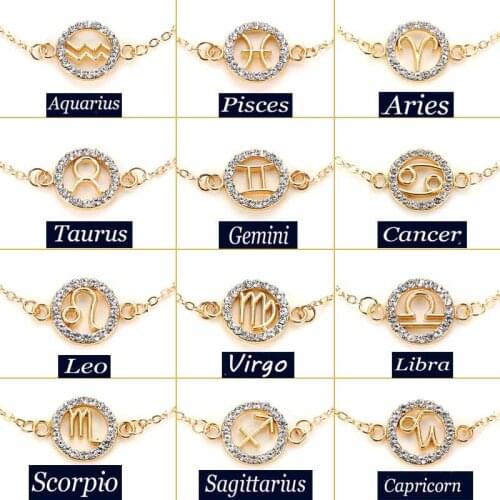 2020 Hot Sale Fashion Twelve Constellation Bracelet Personality Wild Round Hollow Bracelet Female Charm Couple Gift