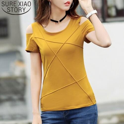 2021 Summer New Cotton Tops Short Sleeve Solid Women Tshirt Casual Slim Fit Women T-shirt Female Korean Clothes Camiseta Mujer