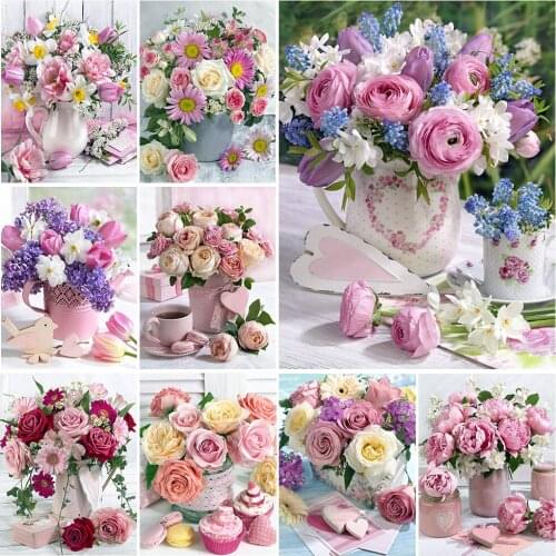 5D DIY Diamond Painting Flower Mosaic Diamond Embroidery Floral Cross Stitch Kit Rose Full Square Drill Home Decoration Art Gift