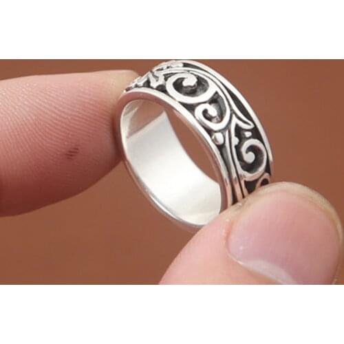 925 Sterling Silver Rattan rotate men women ring rings jewelry A1903