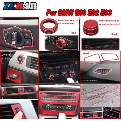 ZEMAR Aluminum Alloy Car Sticker for BMW E90 E91 E92 E93 3 Series Center Console Air Outlet Decorative Interior M Accessories