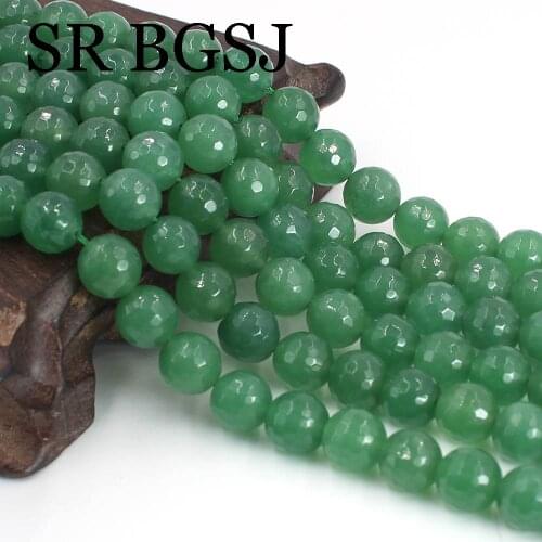 Free Shipping 10mm Faceted Natural Stone Green Aventurine Jades Round Spacer Beads For Jewelry Making 15"
