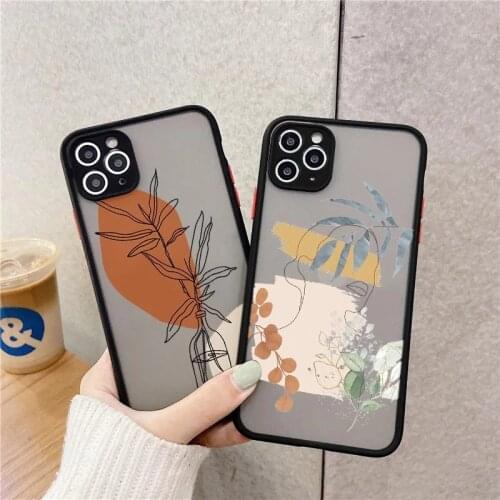 Art Shockproof Phone Case For iPhone 11 Pro Max 12 Mini 7 8 Plus XS Max X XR SE 2020 Cute Floral Painting Camera Protection Capa