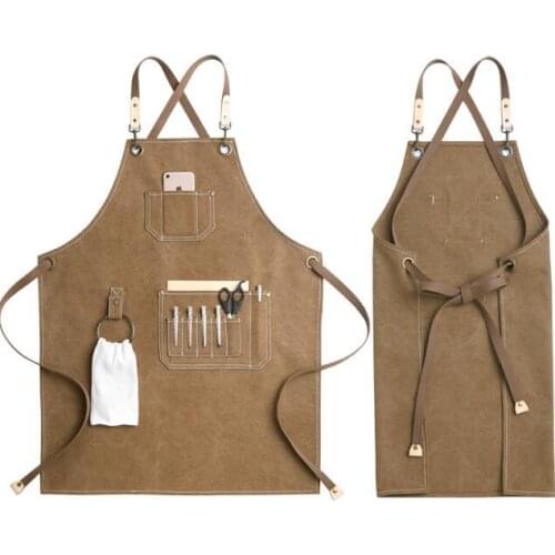 Denim Canvas Apron Cook Apron Barber Apron Casual Fashion Makeup Artist Tool Apron With Pocket