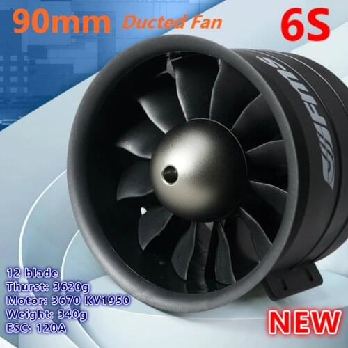FMS 90mm 12 Blades Ducted Fan EDF With 3670 KV1950 Motor Engine Jet Power System 6S Thrust 2620g For RC Airplane Model Plane