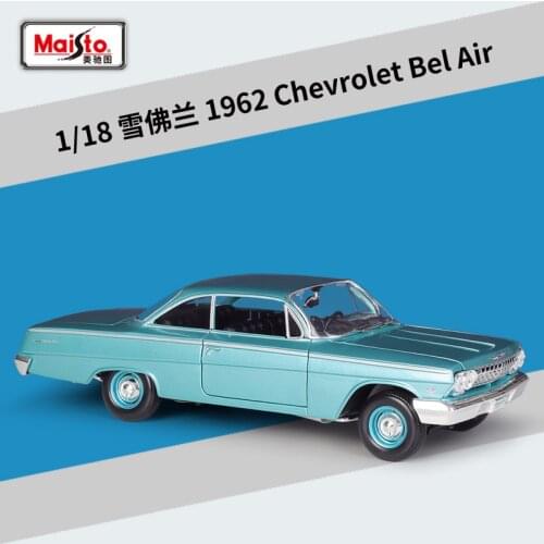 Maisto 1:18 Chevrolet 1962 Chevrolet Bel Air Simulation Alloy Finished Car Model With Base Collection Ornament Gifts