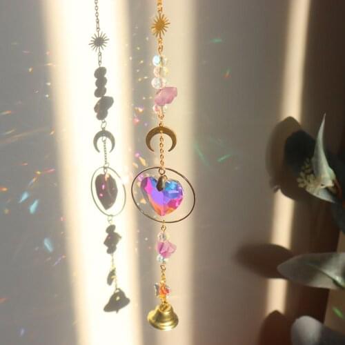 Crystal Sun Catchers Hanging Decoration Crystal Pendant Wind Chimes Rainbow Maker Star Moon Sun Garden Home Decor Craft