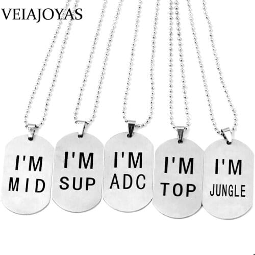Game League LOL Choker Necklace Stainless Steel Dog Tag Legends Charms Keychains MID TOP SUP JUNGLE ADC Pendant Necklace Jewelry