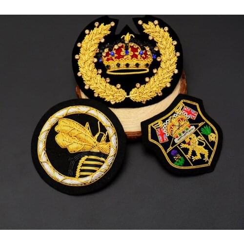 Indian Silk Hand-Embroidered Cloth Stickers Clothes Bags Bee Crown Pattern Patch Stickers Badge Sewing On Clothes