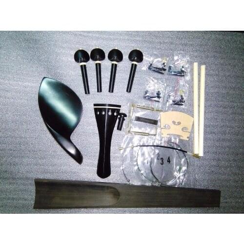 1 Set Quality Ebony violin fitting 4/4 SF01 with fingerboard bridge sound post gut fine tuner etc
