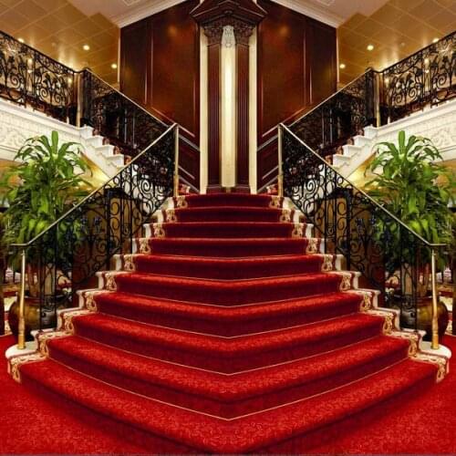 Red Grand Double Staircase Room background polyester or Vinyl cloth High quality Computer print party photo backdrop