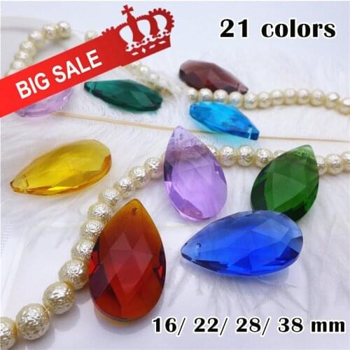 Pear shape pendant crystal water drop bead 16/22/28/38 mm earring necklace diy accesories mix color chandelier glass lamp part