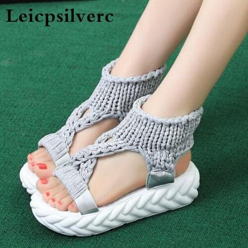 Summer new fashion woolen knitting casual women sandals