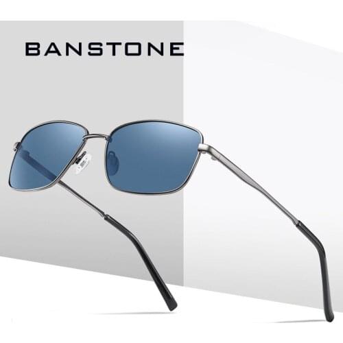 BANSTONE Rectangle Polarized Sunglasses Men Mirror Driving Sun Glasses Brand Designer Driver Eyewear UV400 protection Goggles