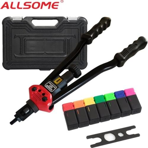 ALLSOME BT-607 Rivet Tool Kit Rivnut Setting Tool Nut Setter NutSert Hand Riveter Guns Mandrels M3 M4 M5 M6 M8 M10 M12 HT2778
