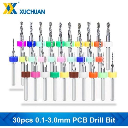 PCB Drill Bit 30pcs 0.1-1.0 1.1-2.0 2.1-3.0mm Set Micro Gun Drill For Drilling PCB Circuit Board Carbide Drill Bit