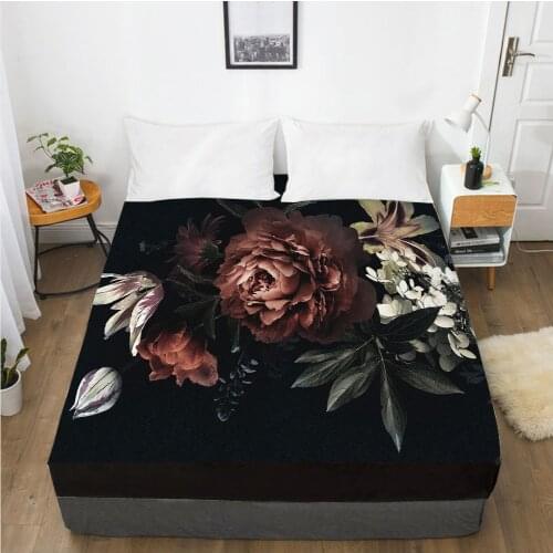 Mattress Cover Fitted Sheets With Elastic Band Bed Linens Bedsheet 160X200/200X200CM Size 3D Printed Rose Adults