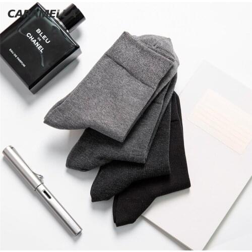 Caramella 4 Pairs/Lot Socks for Men Solid Color Pure Cotton Socks for Business Men Sports Socks Anti-Pilling Sweat Absorbent