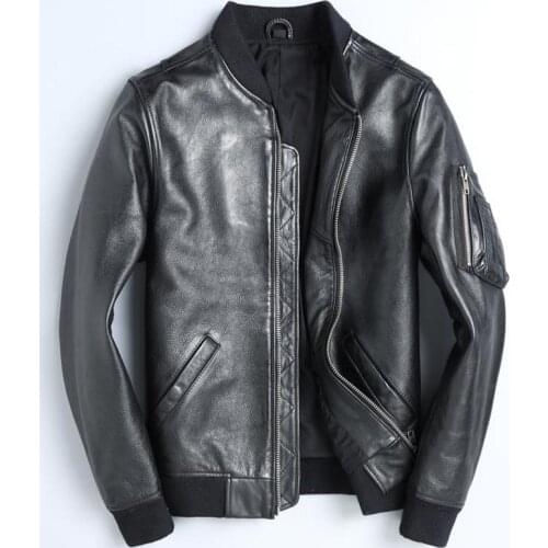 New Genuine Cowhide Jacket Mens Baseball Uniform First Layer Cowhide Jacket Mens Youth Cowhide Coat