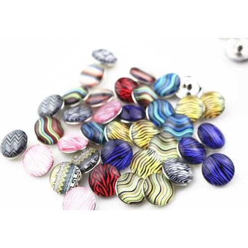 New Arrive Glass Wave Snap Buttons ,Random Mix Color Snap Button Charms Jewelry Ginger Snaps fit 18mm snap Jewelry