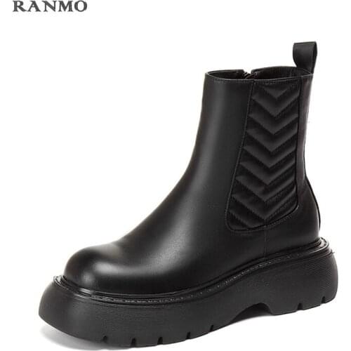 Autumn new thick-soled Chelsea short boots womens boots thick-soled boots black boots designer brand luxury women shoes 2021