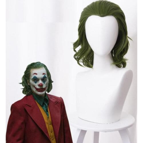 35cm Joker Origin Movie Clown Joker Wig Cosplay Costume Joaquin Phoenix Arthur Fleck Curly Green Heat Resistant Synthetic Hair