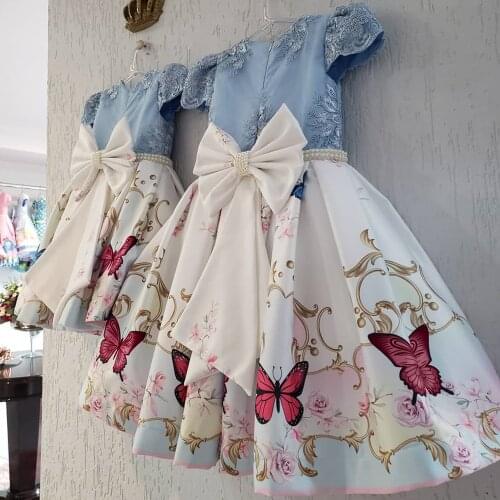 Baby Girls Tutu Dress Floral Butterflies Princess Dress Toddler Kids Clothing Children Party Costume Flower Girl Wedding Gown
