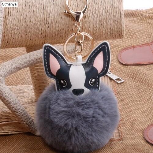 Hot Women New Dog Hairball Pendant Top Quality Keychains Bag Fashion Accessories New Men Best gift Jewelry K1954