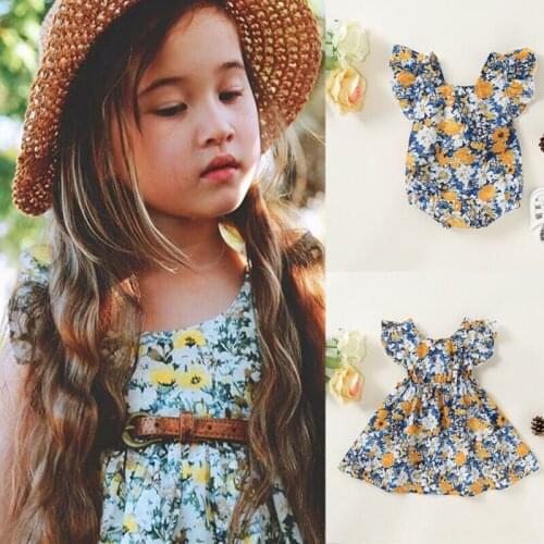 PUDCOCO 1PC Toddler Newborn Baby Girls Sister Matching Clothes Floral Romper Dresses Jumpsuit Outfit Set