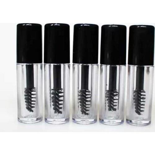 50pcs/lot 3ml Empty Mascara Eyelash Cream Vial/Liquid Lip Bottle Sample Cosmetic Container with Leakproof Inner Black Caps tools