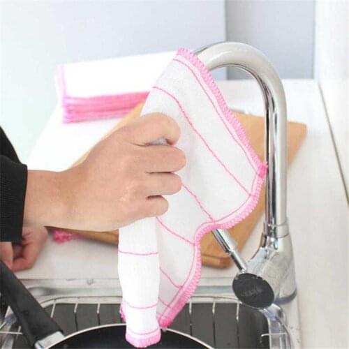 Five-layer Napkins Cotton Gauze Absorbent Dish Cloth Kitchen Plate Bowl Cleaning Wash Towel Anti-grease Rags Colors Random